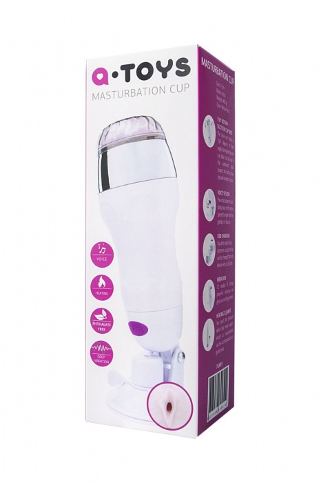 Мастурбатор-вагина в белой колбе с присоской и функцией нагрева - A-toys - в Ангарске купить с доставкой