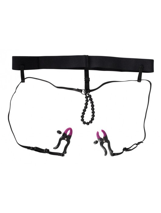 Трусики с зажимами для половых губ и бусинками для массажа промежности - Orion - купить с доставкой в Ангарске