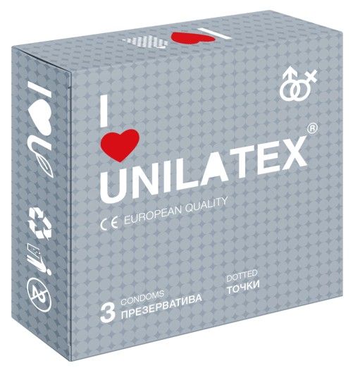 Презервативы с точками Unilatex Dotted - 3 шт. - Unilatex - купить с доставкой в Ангарске