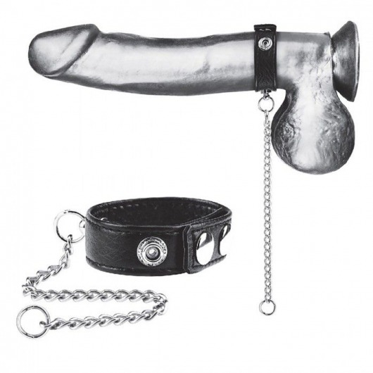 Утяжка на пенис с поводком Snap Cock Ring With 12  Leash - BlueLine - купить с доставкой в Ангарске