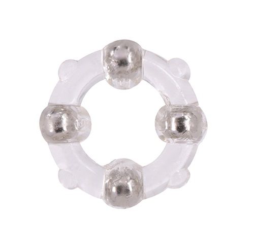 Эрекционное кольцо с 4 бусинами MENZSTUFF STUD RING CLEAR - Dream Toys - в Ангарске купить с доставкой