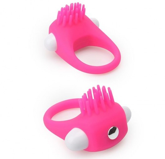 Розовое эрекционное кольцо с щеточкой LIT-UP SILICONE STIMU RING 5 - Dream Toys - в Ангарске купить с доставкой
