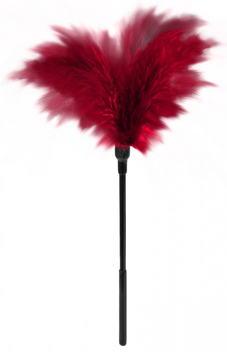 Пластиковая метелочка с красными пёрышками Small Feather Tickler - 32 см. - Blush Novelties - купить с доставкой в Ангарске