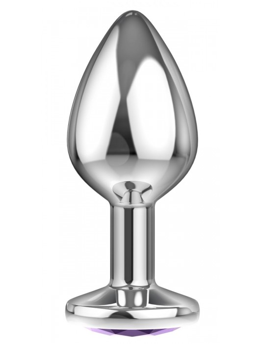 Малая серебристая анальная пробка Diamond Purple Sparkle Small с фиолетовым кристаллом - 7 см. - Lola Games - купить с доставкой в Ангарске