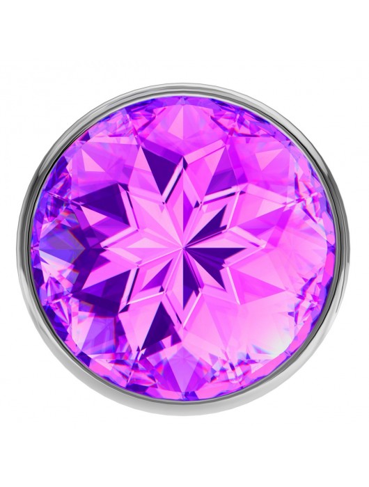 Малая серебристая анальная пробка Diamond Purple Sparkle Small с фиолетовым кристаллом - 7 см. - Lola Games - купить с доставкой в Ангарске