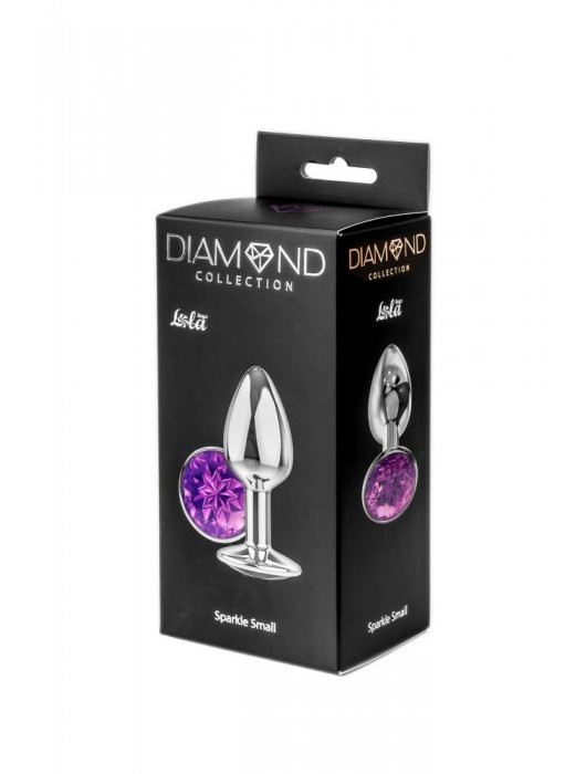 Малая серебристая анальная пробка Diamond Purple Sparkle Small с фиолетовым кристаллом - 7 см. - Lola Games - купить с доставкой в Ангарске