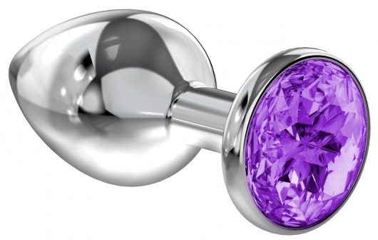 Малая серебристая анальная пробка Diamond Purple Sparkle Small с фиолетовым кристаллом - 7 см. - Lola Games - купить с доставкой в Ангарске