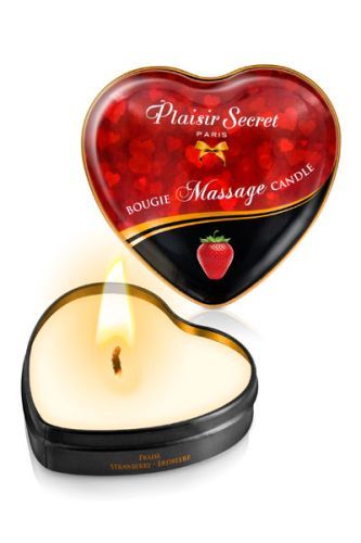 Массажная свеча с ароматом клубники Bougie Massage Candle - 35 мл. - Plaisir Secret - купить с доставкой в Ангарске