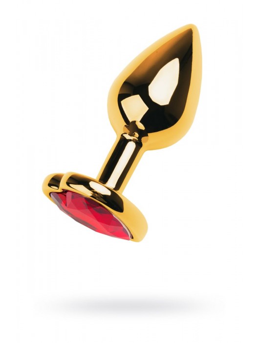 Золотистая анальная пробка с кристаллом-сердцем - 7,5 см. - ToyFa - купить с доставкой в Ангарске