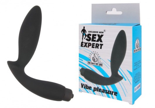 Чёрный вибростимулятор простаты Sex Expert Vibe Pleasure - Sex Expert - в Ангарске купить с доставкой