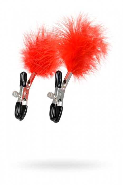 Зажимы для сосков с красным пухом Theatre - ToyFa - купить с доставкой в Ангарске