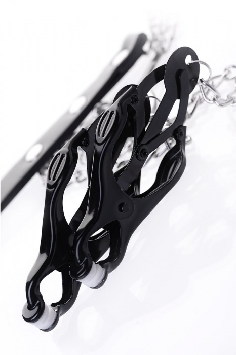 Черно-серебристые зажимы для сосков с кольцом для пениса TOYFA Metal - ToyFa - купить с доставкой в Ангарске