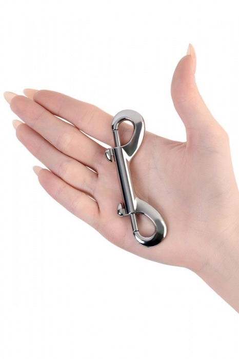 Серебристый двухсторонний карабин TOYFA Metal - ToyFa - купить с доставкой в Ангарске